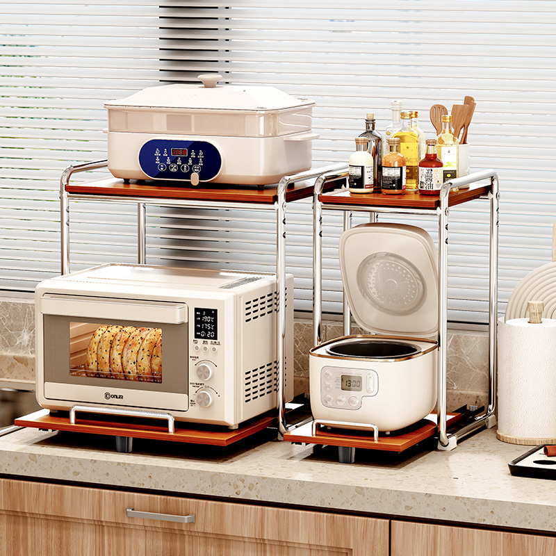 环图抽拉式厨房置物架中古风