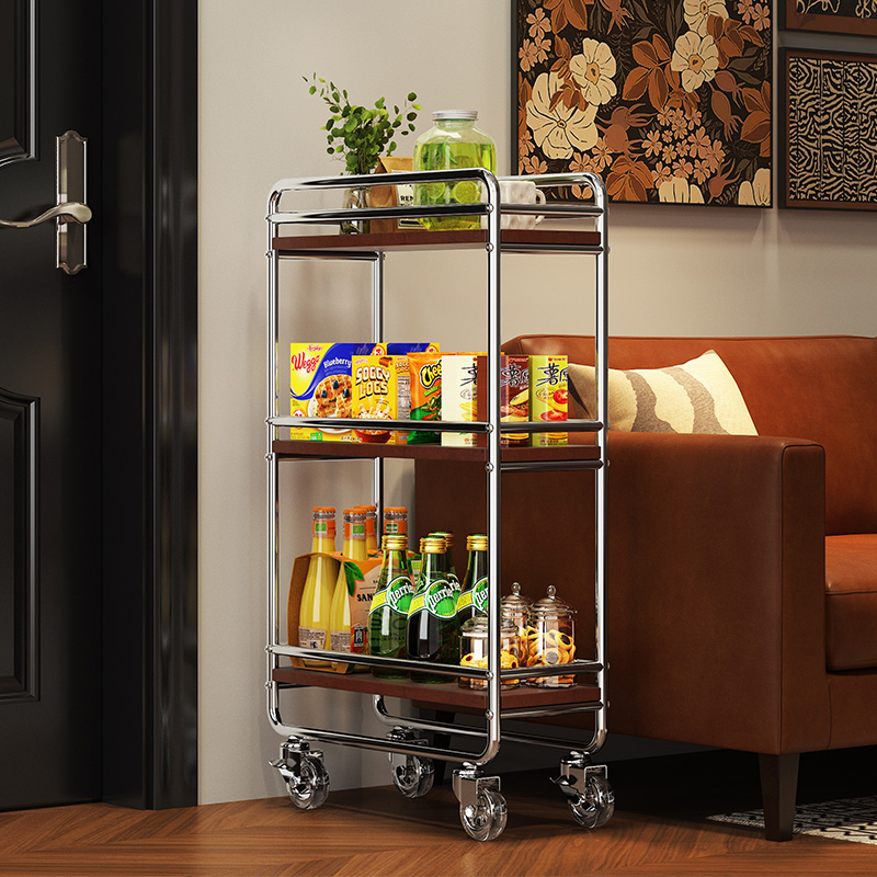 环图中古风移动边几客厅零食收纳架多层收纳多功能置物架小推车