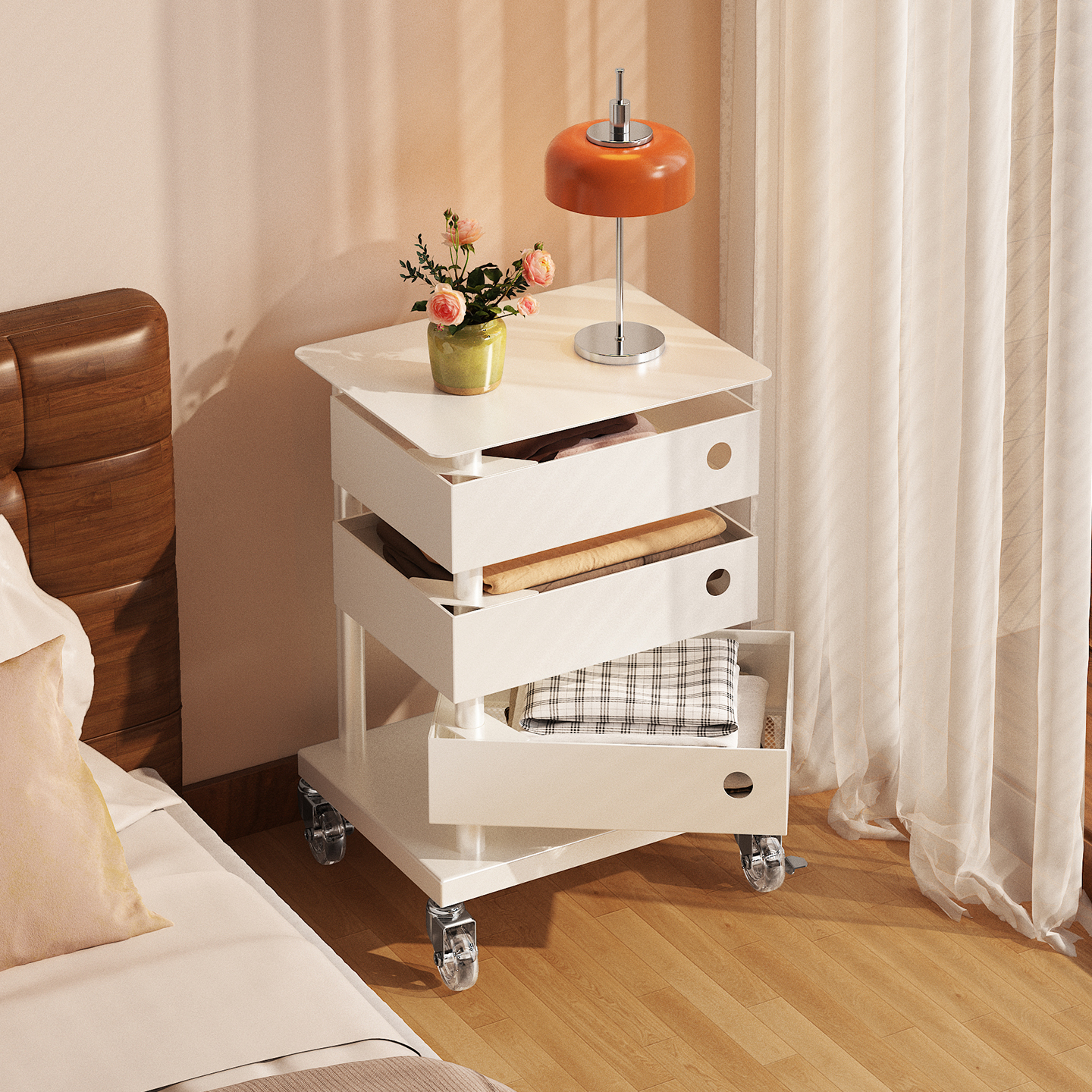 环图床头柜客厅零食架移动置物架