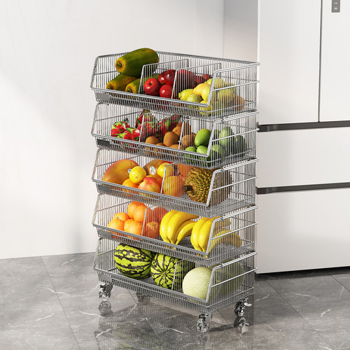 环图厨房蔬菜置物架多层小推车