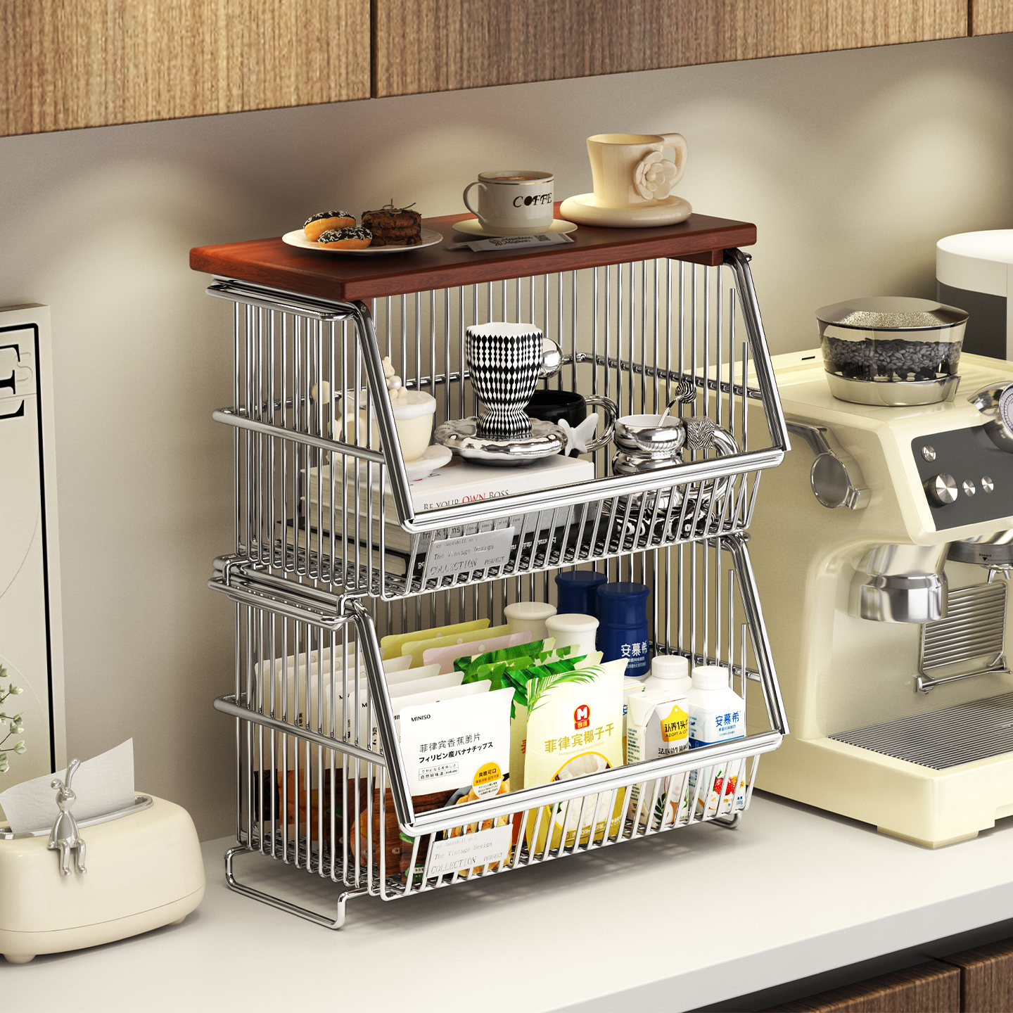 环图桌面收纳盒多层果蔬菜收纳筐