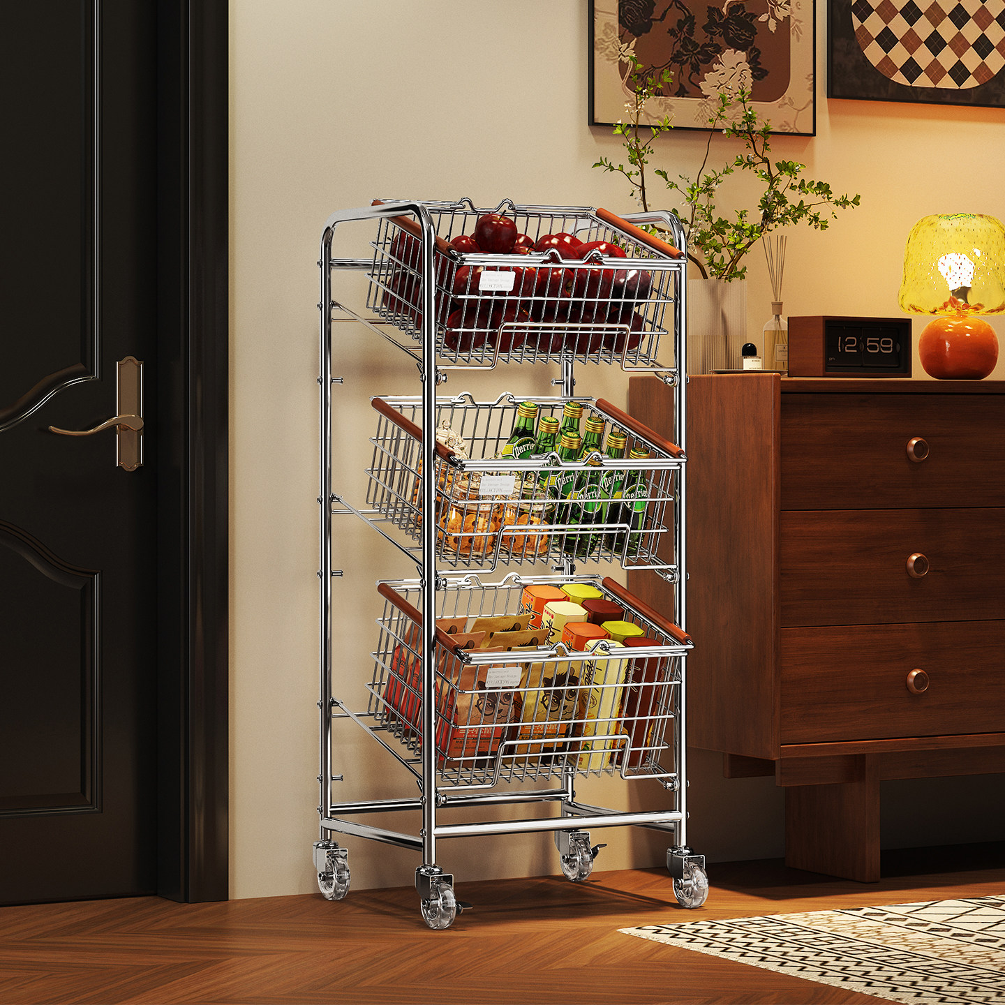 多巴胺小推车零食置物架落地多层整理书架家用客厅儿童玩具收纳架,住宅家具,搁板/置物架/家用陈列架,淘宝优惠券,粉丝福利购,淘宝优惠卷