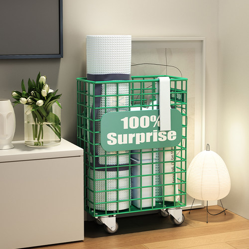 运动器材收纳层架瑜珈垫收纳筐健身器材夹缝家用球拍球类移动置物