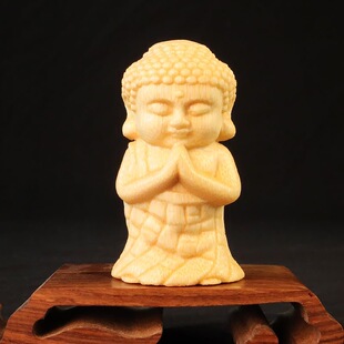 实心竹雕刻文玩手把件摆件释迦摩尼如来宝宝佛袈裟