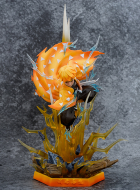 鬼灭之刃我妻善逸雷之呼吸霹雳一闪双头雕可发光动漫手办模型摆件