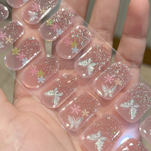 美甲贴纸照灯变硬半固化凝胶甲贴
