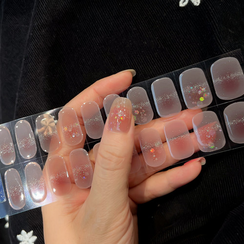美甲贴纸照灯变硬半固化凝胶甲贴