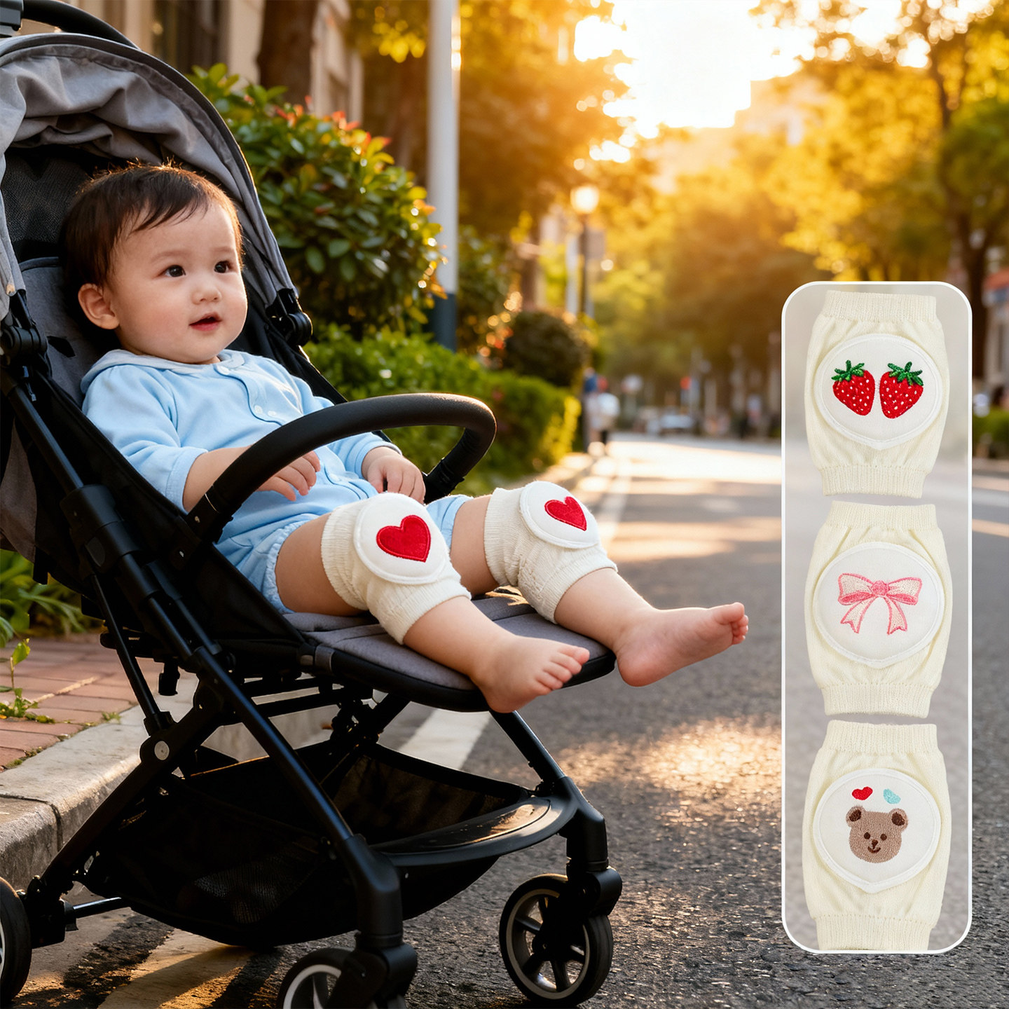 可爱卡通婴儿护膝防抓防摔护腕宝宝学步海绵加厚爬行护脚套高颜值