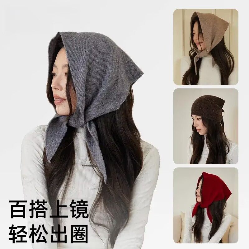 韩系三角头巾潮流百搭ins帽子时尚洋气出片神器秋季披肩围巾多用