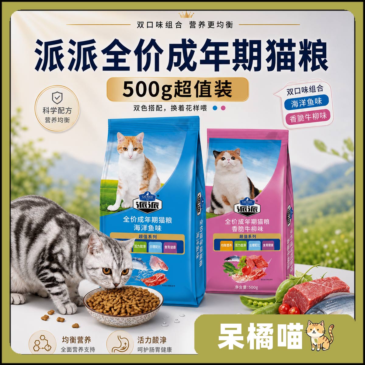 小颗粒低敏低脂易吸收平价猫主粮图片