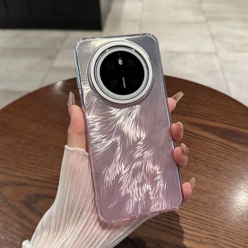 新款渐变羽毛华为mate70pro手机壳全包mate60pro防摔P70高颜值硬
