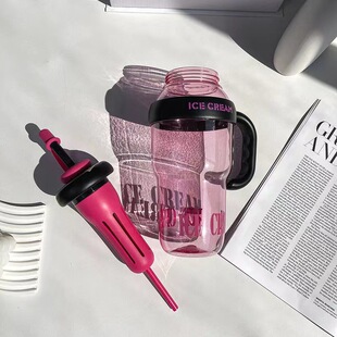 2025新款夏季塑料杯顿顿桶奶茶杯肚肚杯可爱吸管ins大水壶大容量