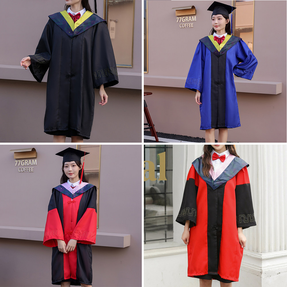 学位学士服硕士博士导师毕业礼服袍男女大学生学院风医科工科文科_虎窝淘