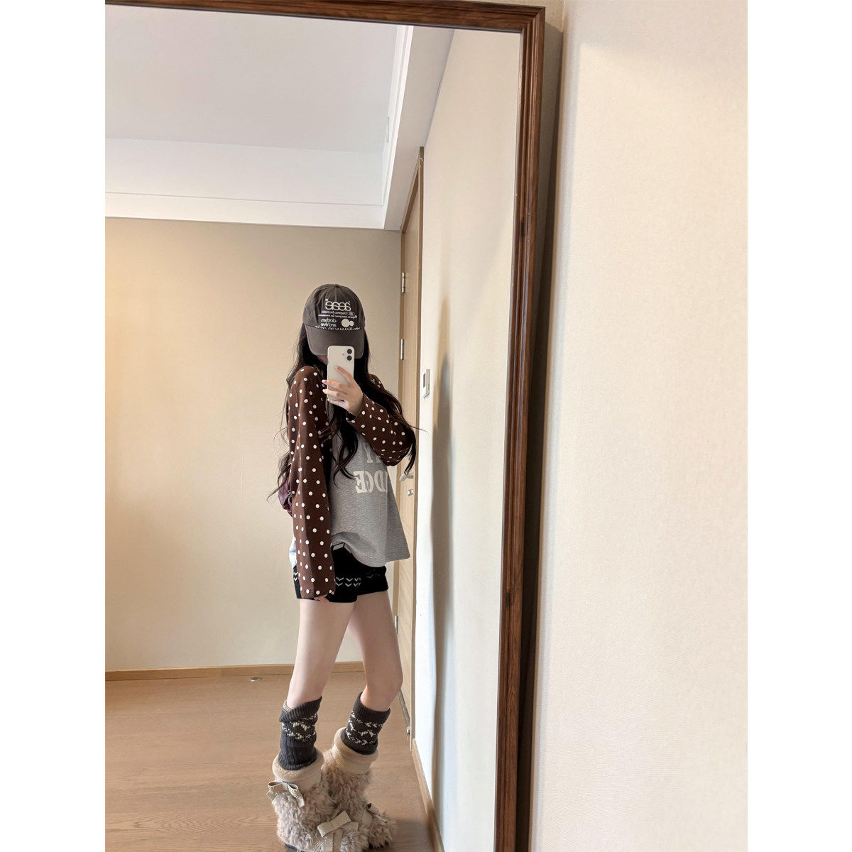 韩系复古星星撞色插肩袖纯棉长袖打底衫女春秋宽松慵懒风T恤上衣