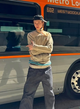 原汁原味现货】Cortis马丁同款土星刺绣高领绑带拉链卫衣外套男女