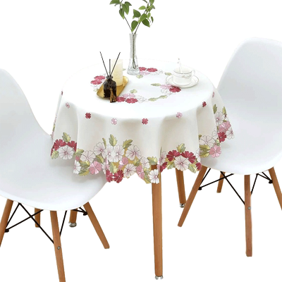 圆形清新手工镂空绣花桌布