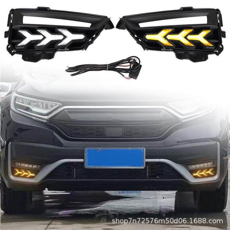 适用于2021-2022款本田CRV改装LED日行灯高配专用前雾灯流光杠灯