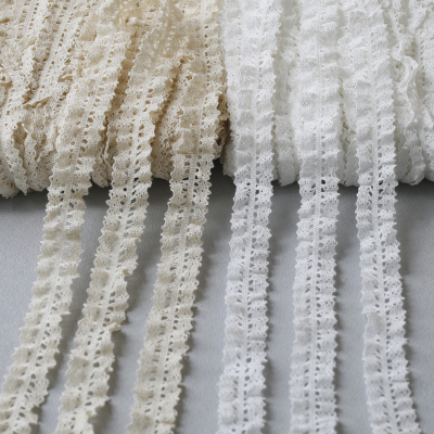 弹力褶皱棉蕾丝花边 衣服领口装饰辅料 米白 / 浅黄 DIY 手工材料