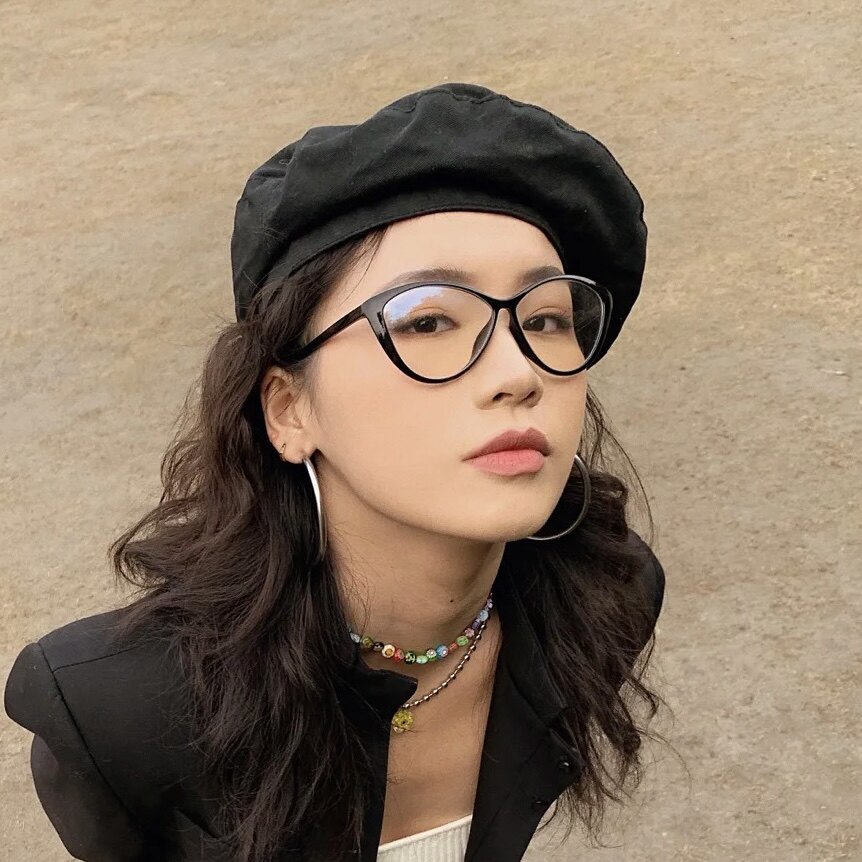 ins复古细边原宿猫眼镜框平光眼镜可配近视镜架网红超轻素颜神器