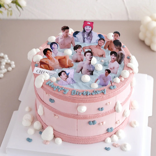 泳池肌肉男明星卡片蛋糕装饰摆件