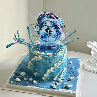 原元神游戏芙宁娜魈散兵立牌蛋糕装饰摆件二次元卡通亚克力插件