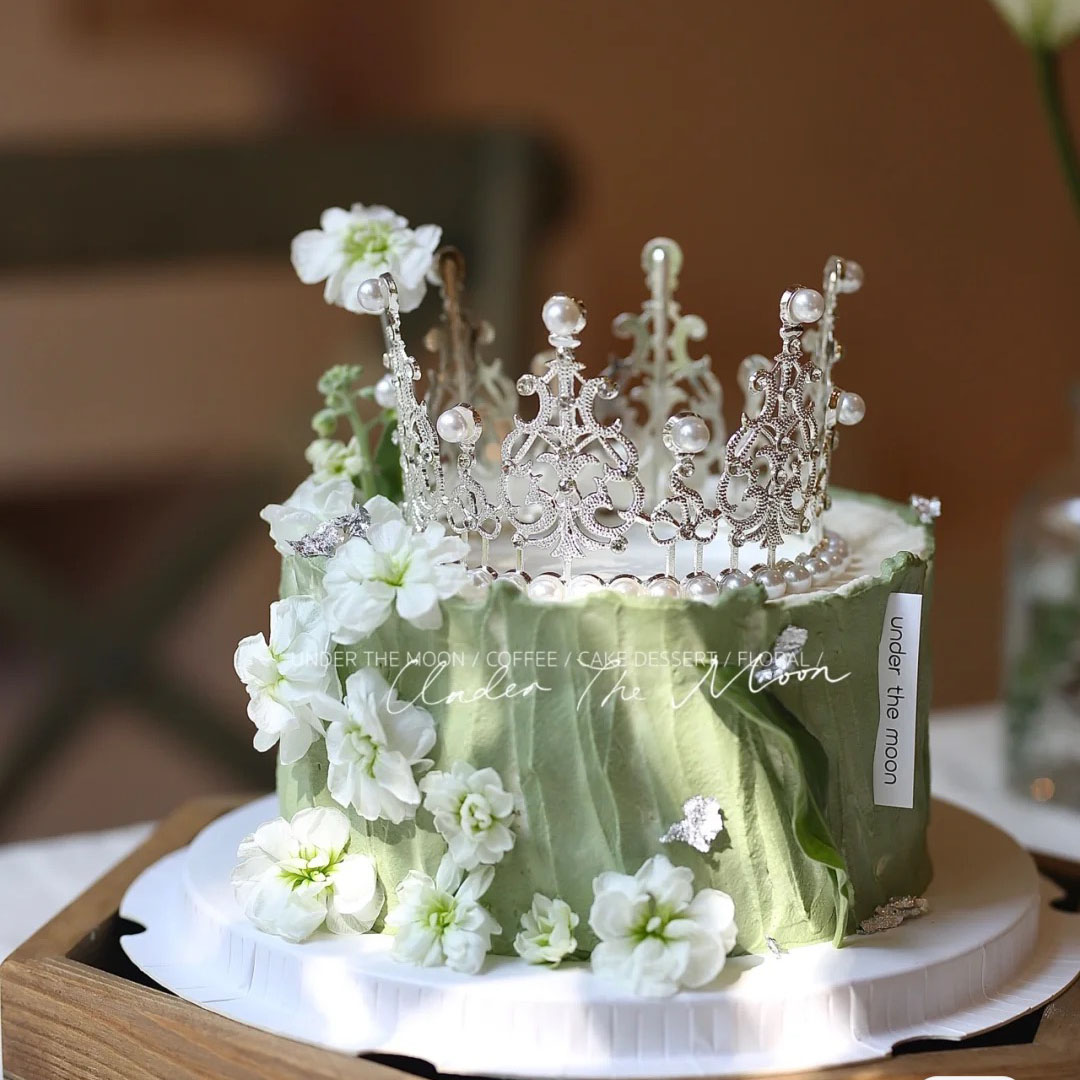 茉莉花抹茶珍珠钻石女神生日蛋糕