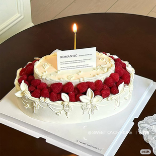 女神仙女树莓蛋糕装饰摆件复古裱花白色卡片女生闺蜜生日甜品插件