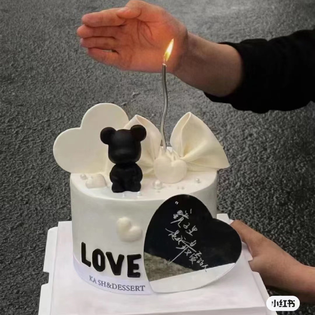 情人节蛋糕装饰插件爱心镜子小熊
