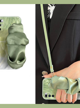 绿色晕染适用小米mixfold4手机壳mixfold3立体mixfold2折叠屏mixflip硬壳mi褶皱腕带斜挎可背带日韩羽纱斜跨