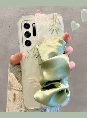 中国风竹子适用oppofindn3flip手机壳findn2flip立体n3褶皱n2丝绸findn折叠屏腕带oppo羽纱0pp0硬壳绿色透明