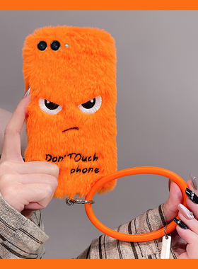 橙色生气表情适用三星zflip7fe手机壳zfold6斜挎zflip5可背带w23flip秋冬3折叠屏zfold2毛绒w22硬w21/galaxy
