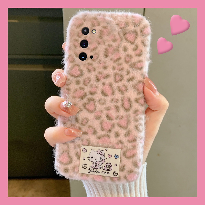 豹纹凯蒂猫贴纸适用三星a90手机壳a80可爱a70s呆萌a50秋冬季a30毛绒a20毛茸茸a10卡通a52/a8s/galaxy/a53/f52