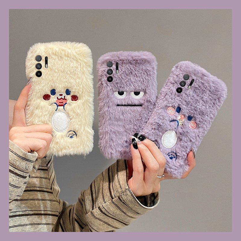 紫色饼干丑萌表情适用oppoa3pro手机壳a2x卡通a1毛绒a97秋冬季a96可爱a95a93a91a72a58a57a52a32a11a9a31a8a5