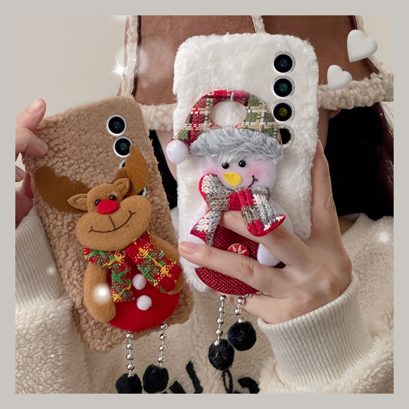 圣诞节麋鹿雪人适用魅族20pro手机壳18s毛茸茸17卡通18x可爱16spro个性16xs毛绒绒16t超萌16th秋冬季16thplus
