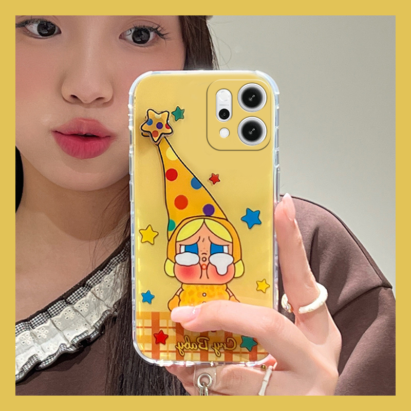 可爱星星人哭娃适用opporeno14手机壳reon13可旋转12pro卡通11挂件10por+十9挂绳7se丑萌6趣味5k/4se/oppo软p