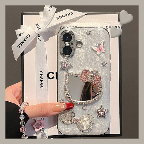 水钻kt猫镜子蝴蝶适用真我13pro+手机壳gt6电镀12闪粉11卡通10滴胶gtneo5se挂链v23镜面v20硅胶v13/2t/realme