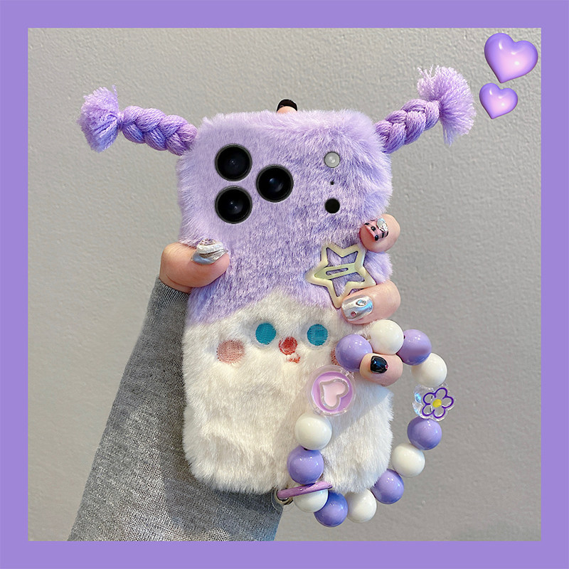 撞色辫子表情适用苹果17promax手机壳华为pura80荣耀400pro小米15斜挎vivos30可背opporeno14秋冬季x200毛绒p,3C数码配件,手机保护套/壳,淘宝优惠券,粉丝福利购,淘宝优惠卷