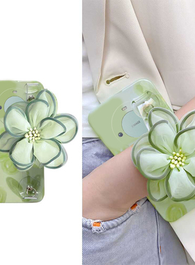 绿色花朵适用华为mate60pro手机壳50e腕带mata40立体rs保时捷设计mete30e斜挎meta20x硅胶10pro小清新+十斜跨