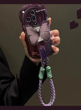 紫色蝴蝶支架适用oppofindx7ultra手机壳findx6pro高级5斜挎x3硅胶k5软壳k11x韩系k10个性k9s可背k7新款oppo