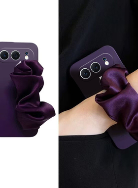 ins风暗紫色腕带适用华为荣耀500手机壳500pro褶皱五百丝巾por简约huawei液态honor个性硅胶全包防摔小众新款