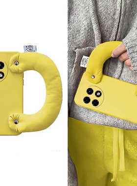 立体充棉腕带适用oppo一加Ace3手机壳oneplus12手提2pro液态2v日韩11硅胶9rt软壳10夏天8t简约7tpro黄色1+女p