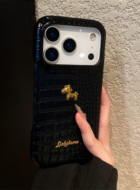 鳄鱼纹金属英文小马适用华为magic8proair手机壳mgaic7pro立体play10a卡通9c金色8t马年麦芒40/30/20/10se软p