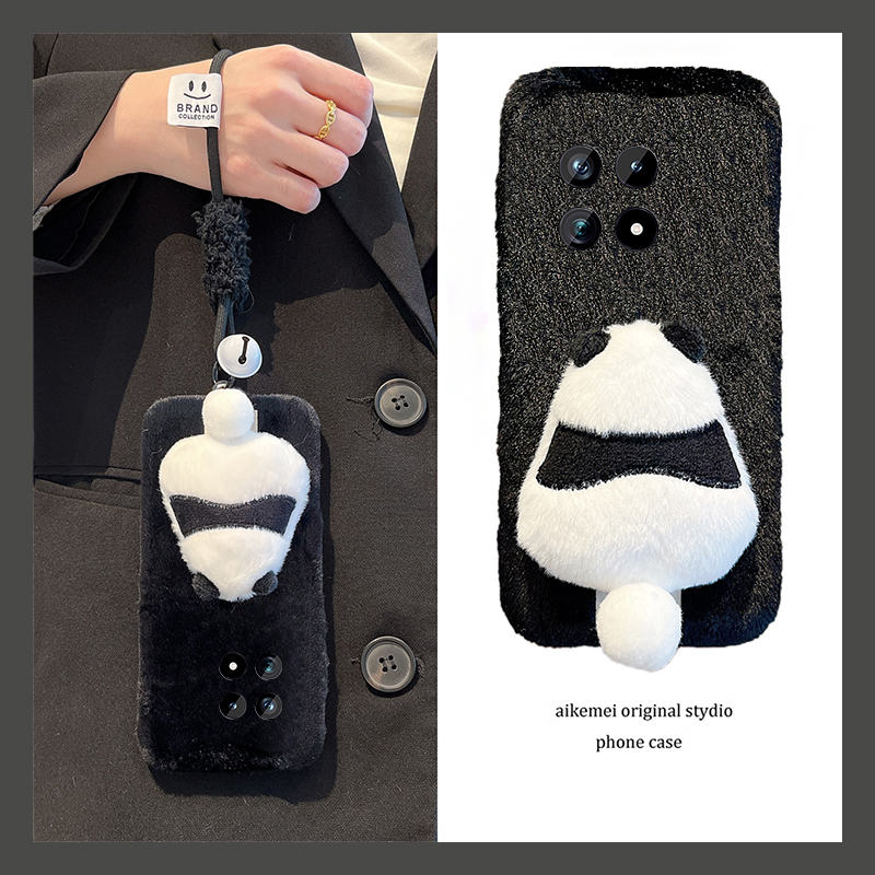 可爱熊猫尾巴适用vivoiqoo15手机壳iqoo13pro挂绳12呆萌11s毛绒icoo10秋冬季9卡通8毛茸茸7爱酷3立体iq00硅胶