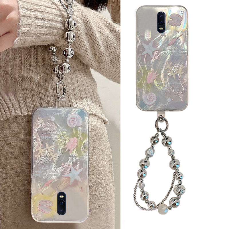 羽纱贝壳纹珍珠腕带高级感小众手机壳