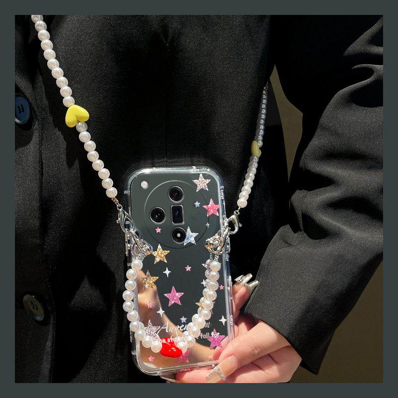 高级感镜面五角星斜挎可背斜跨镜子手机壳