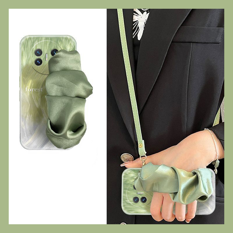 绿色晕染适用华为magicv3手机壳magicvs2立体p50褶皱pockets腕带matexs2斜挎x5折叠屏x3硬壳pocket2日韩可背