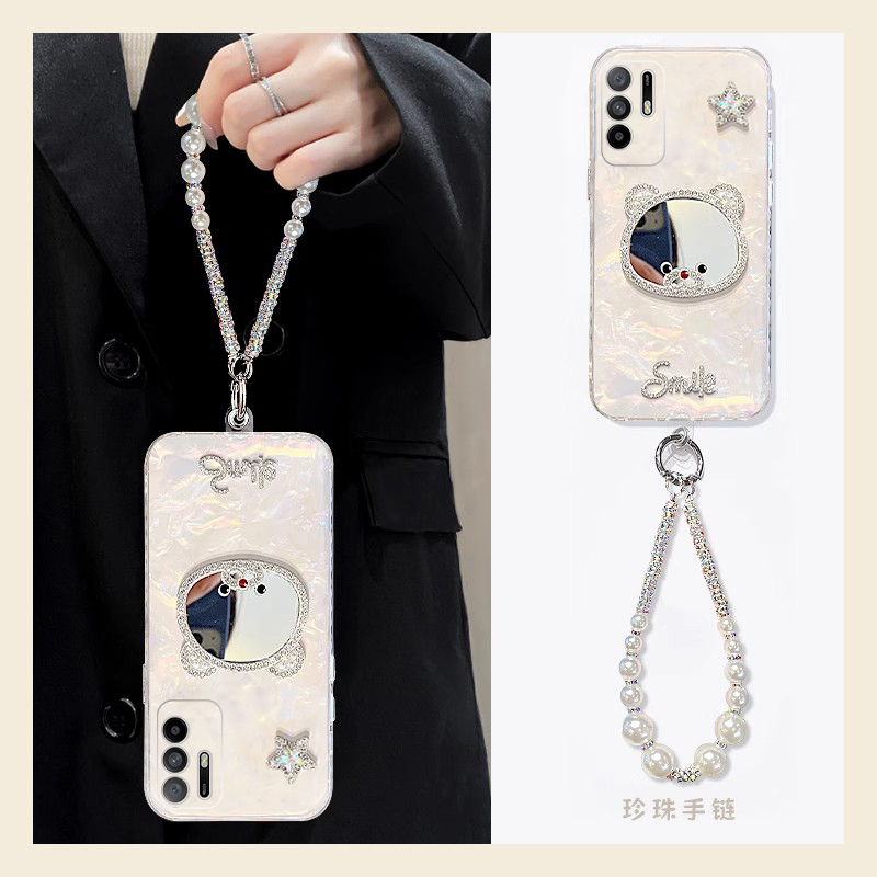 星星小熊镜子适用oppoa3pro手机壳a2x立体a1水钻a97挂链a96硅胶1a95/a93a91a72a58a57a52a32a11a9a31a8a5卡通
