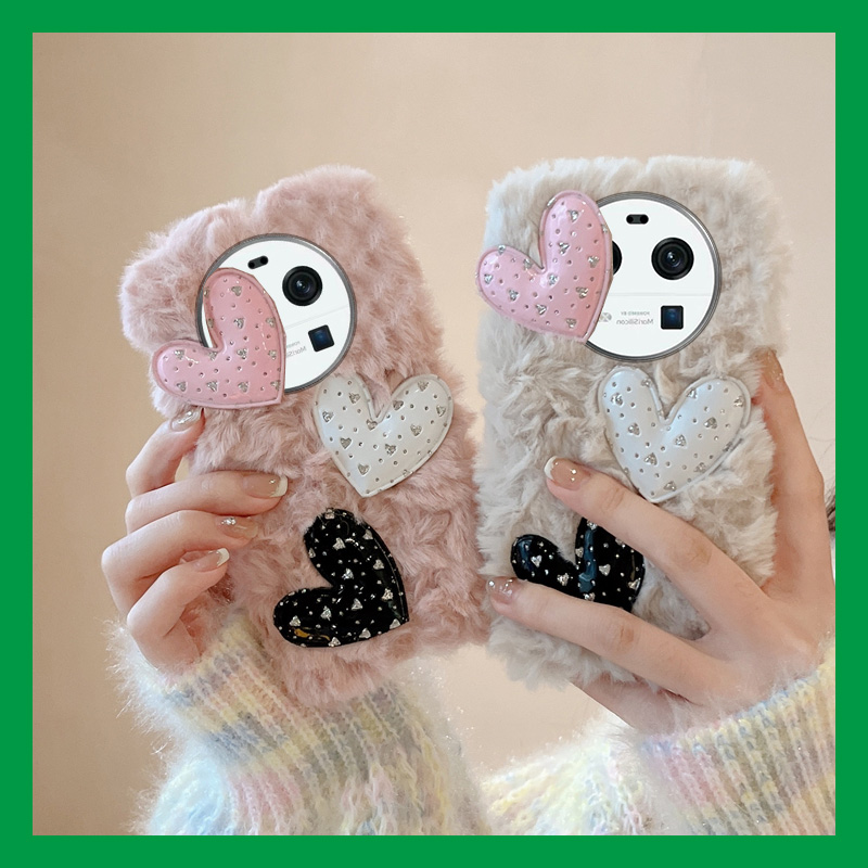 毛绒绒毛茸茸秋冬立体爱心手机壳