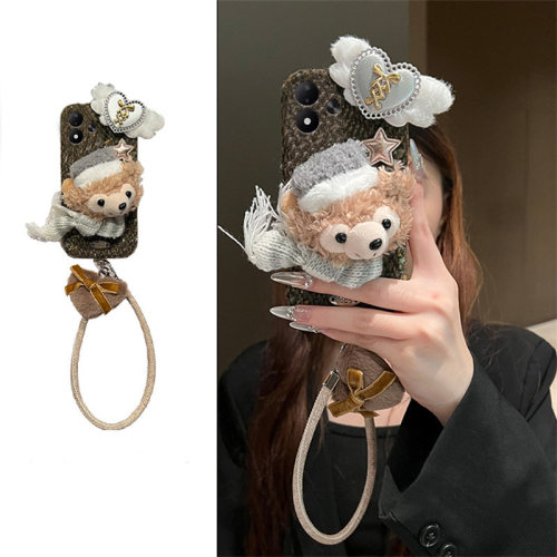 手机壳秋冬绒布小香风立体卡通毛