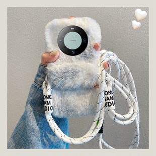 十毛毛por背夹mt硅胶m60背包式 毛绒绒秋冬季 适用华为mate60pro手机壳50e毛茸茸40e斜挎30epro简约rs保时捷5g